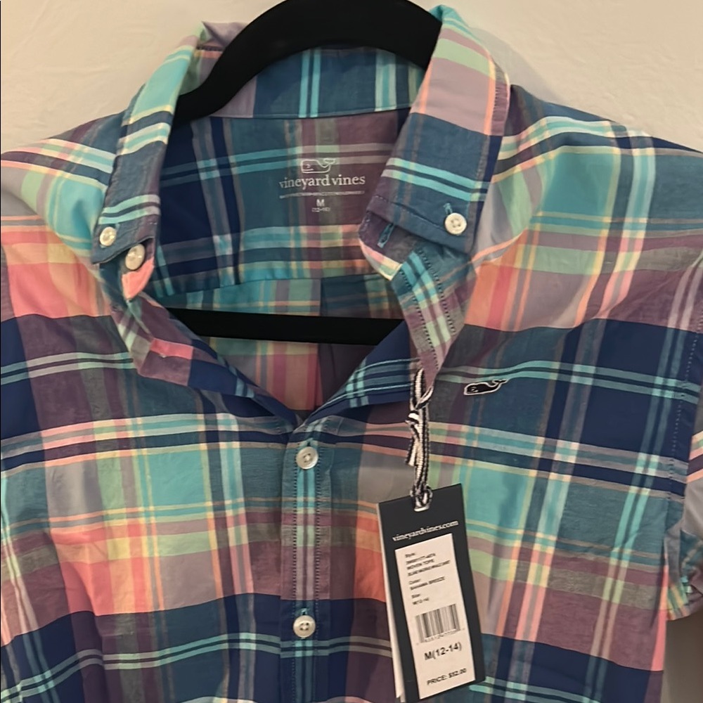 Vineyard Vines Plaid Shirt - Blue, Pink, Green